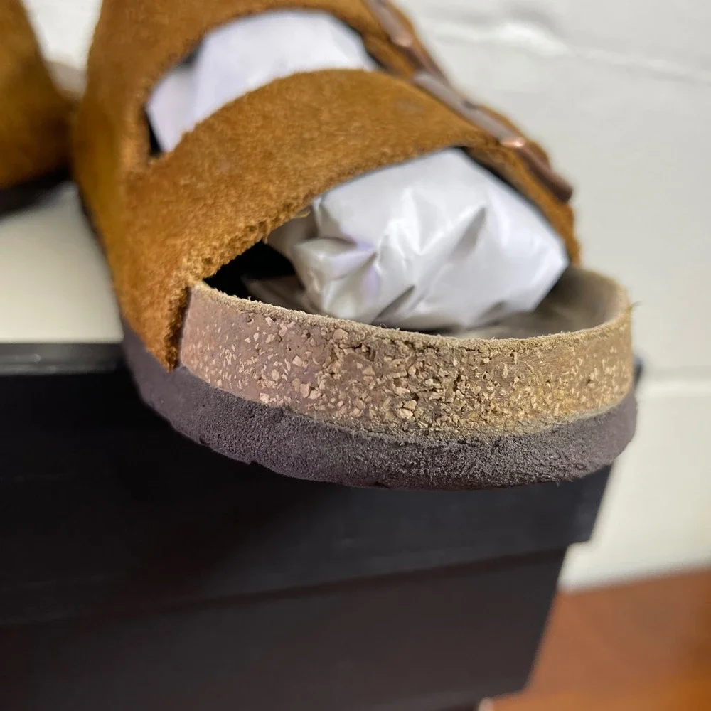 Birkenstock Arizona Brown Suede Sandals Slide Slip On Women's 39 EU/8 US Wide